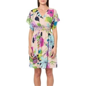 Trina Turk Marvellous Mini Dress in Blush Multicolor Floral, Size 12